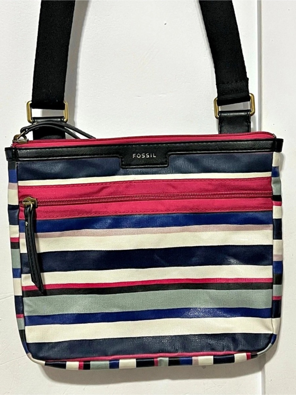 Fossil Keyper Crossbody Bag Blue & Pink
